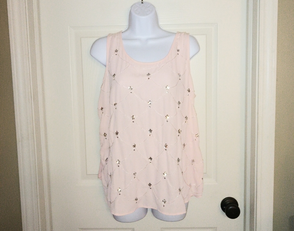 Juicy Couture Elegant Pink Sleeveless Tank Like Top w/Sequin Detail Awesome-Sz L